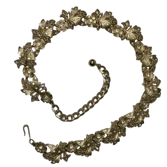 Vintage Signed Kramer Choker Necklace AB Rhinestones Gold Tone 12-16” Adjustable - Picture 6 of 15